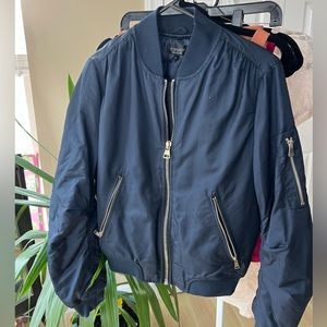 Topshop navy blue bomber jacket